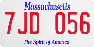 MA license plate 7JD056