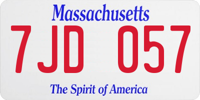 MA license plate 7JD057