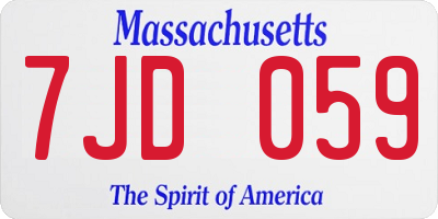 MA license plate 7JD059