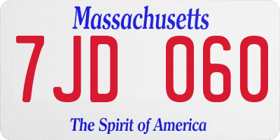 MA license plate 7JD060