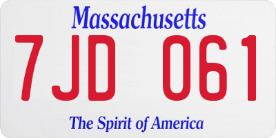 MA license plate 7JD061
