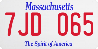 MA license plate 7JD065
