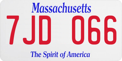 MA license plate 7JD066