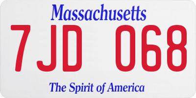 MA license plate 7JD068