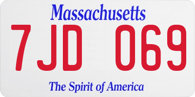 MA license plate 7JD069