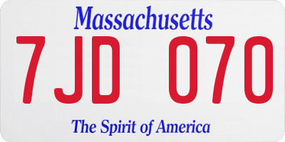 MA license plate 7JD070
