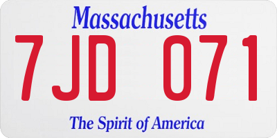 MA license plate 7JD071