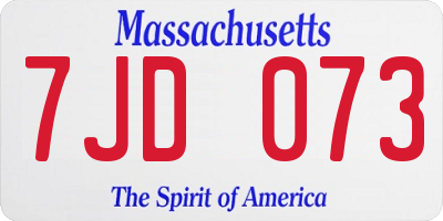 MA license plate 7JD073