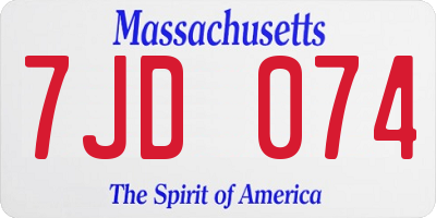 MA license plate 7JD074