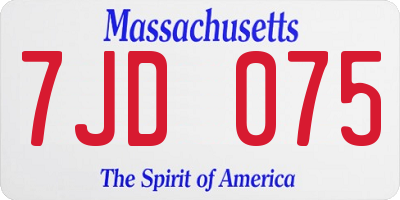 MA license plate 7JD075