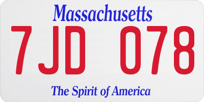 MA license plate 7JD078