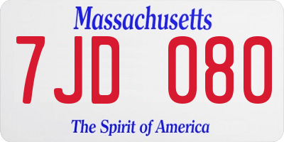 MA license plate 7JD080
