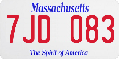 MA license plate 7JD083