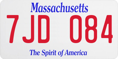 MA license plate 7JD084