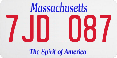 MA license plate 7JD087