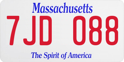 MA license plate 7JD088