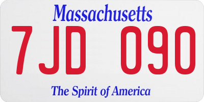 MA license plate 7JD090