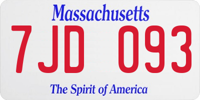 MA license plate 7JD093