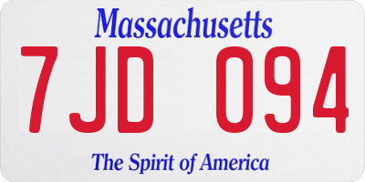 MA license plate 7JD094