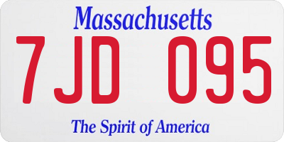 MA license plate 7JD095