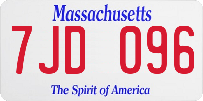 MA license plate 7JD096
