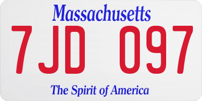 MA license plate 7JD097