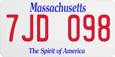 MA license plate 7JD098