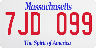 MA license plate 7JD099