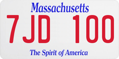 MA license plate 7JD100