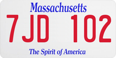 MA license plate 7JD102