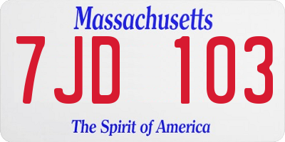 MA license plate 7JD103