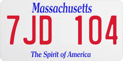 MA license plate 7JD104