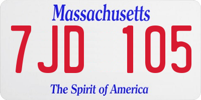 MA license plate 7JD105