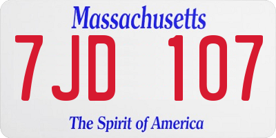 MA license plate 7JD107