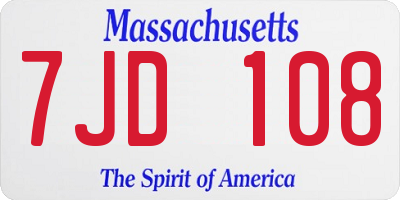 MA license plate 7JD108