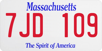 MA license plate 7JD109