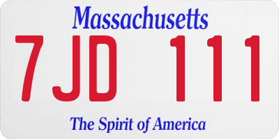 MA license plate 7JD111