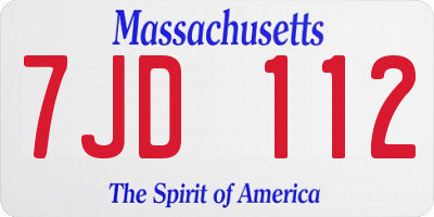 MA license plate 7JD112