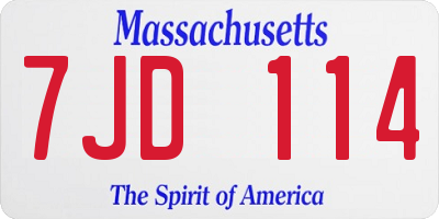 MA license plate 7JD114
