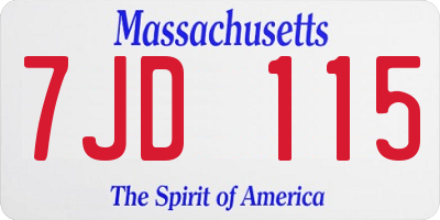 MA license plate 7JD115