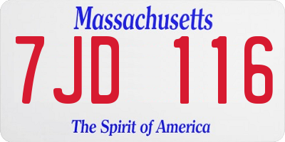 MA license plate 7JD116