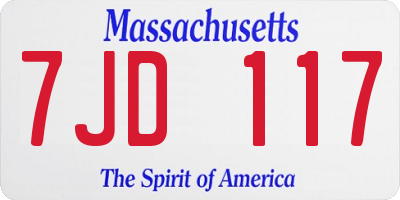 MA license plate 7JD117