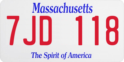 MA license plate 7JD118