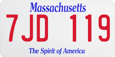 MA license plate 7JD119