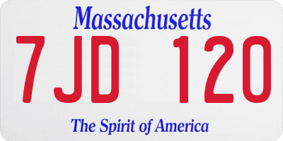 MA license plate 7JD120