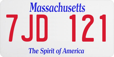 MA license plate 7JD121