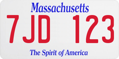 MA license plate 7JD123