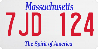 MA license plate 7JD124