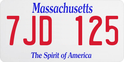 MA license plate 7JD125