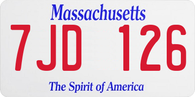 MA license plate 7JD126